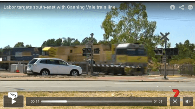 Channel 7 video still of WA Labor plan to do Canning Vale rail line Feb 2016